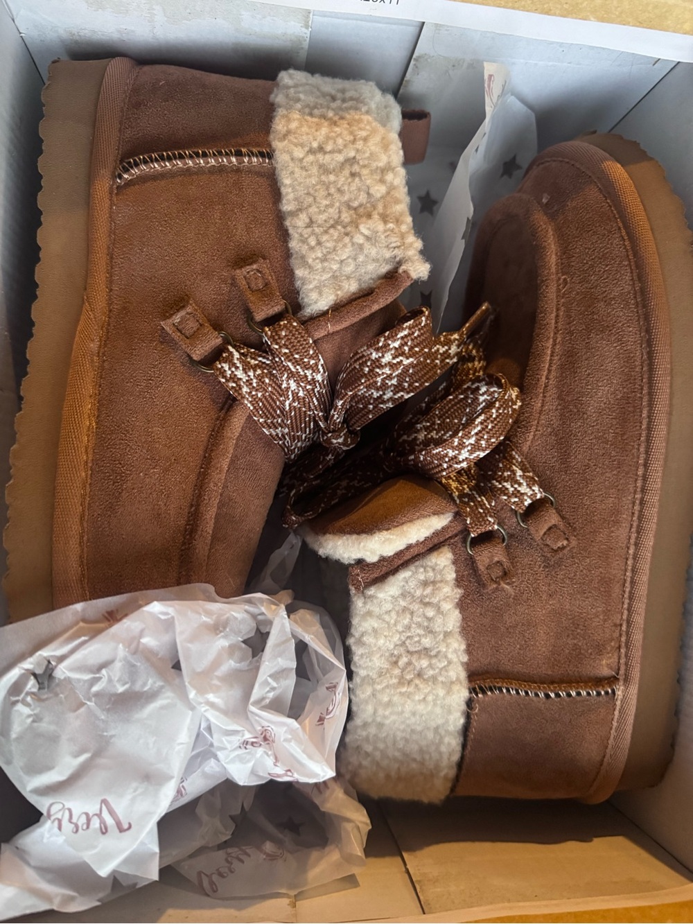 Women’s Brown Faux Suede Winter Boots with Sherpa Lining